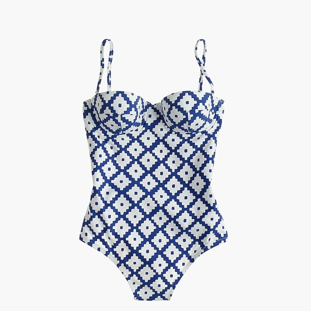J Crew Underwire One Piece Swimsuit SZ Blockprints - Picture 6 of 6